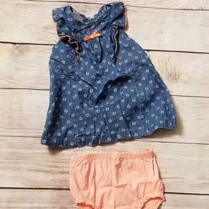 6-9 month dress with diaper cover. Blue and orange